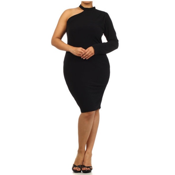 Dresses & Skirts - EASTER SALE Plus Black One Shoulder Bodycon Dress